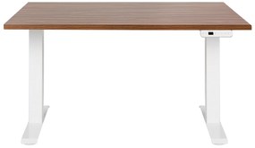 Elektricky nastaviteľný písací stôl 120 x 72 cm tmavé drevo/biela DESTINES Beliani
