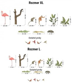 Nálepky na stenu Plameniak, opice a vtáčiky