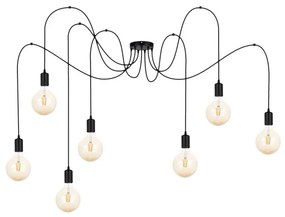 Luster na lanku MIROS 7xE27/60W/230V pavúk čierna