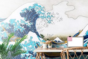 Tapeta imitácia Veľkej vlny z Kanagawa - K. Hokusai