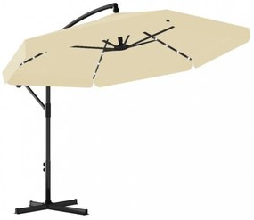 Záhradný slnečník 3,5 m so solárnym LED osvetlením – krémový, UV50+