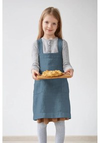Detská modrá ľanová zástera Linen Tales Pinafore, 72 x 45 cm