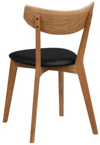 Hnedá dubová jedálenská stolička s čiernym sedadlom Rowico Ami