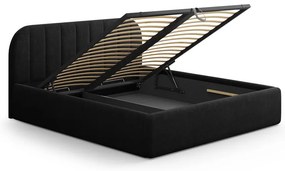 Čierna čalúnená dvojlôžková posteľ s úložným priestorom s roštom 140x200 cm Juno – Windsor &amp; Co Sofas