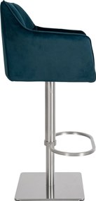 Barová stolička Damaso E - zamat, nerez rám - Zelená
