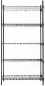 Drôtený regál - 181x91x35 cm - čierna farba