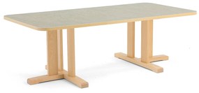Stôl KUPOL, obdĺžnik, 1600x800x500 mm, linoleum - šedá, breza