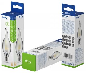 Teplá biela filamentová žiarovka E14, 4 W – GTV
