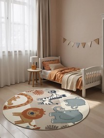 Hanse Home, Detský koberec Adventures 106409 Cream Multicolor kruh, 160x160 (priemer) kruh, viacfarebná, detská izba