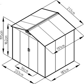 Záhradný domček plocha 213 x 191 cm (šedá)