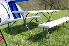 Garthen 341 Skladací záhradný stôl 183 cm + 2 lavice