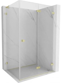 Mexen Lunar-F L, 1-krídlový sprchový kút so skladacími dverami, pravý, 95 x 70 cm, 8mm číre sklo, zlatý matný profil, 836L-095-070-55-00-P