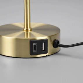 Stolová lampa Jaro s pripojením USB čierna/mosadz