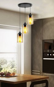 Candellux Čierno-hnedý závesný luster Bistro pre žiarovku 3x E27 s guľatou základňou 33-00576