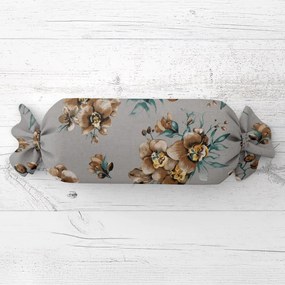 Biante Vankúš valec bonbon Sandra SA-622 Hnedé orchidey na sivom 15x40 cm