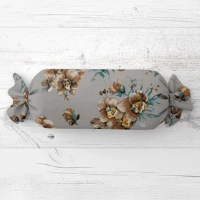 Biante Vankúš valec bonbon Sandra SA-622 Hnedé orchidey na sivom 15x40 cm
