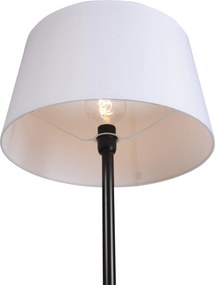 Stojaca lampa čierna s bielym ľanovým tienidlom 45 cm - Simplo