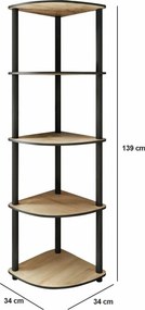 Regál Corner Oak, 5 polic