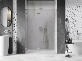 Mexen, Mexen Lunar ľavé výklopné sprchové dvere 130 cm, transparentné, brúsený nikel - 834-130-000-97-00-L