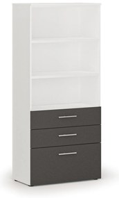 Kancelárska skriňa s kombinovanými zásuvkami PRIMO WHITE, 800 x 420 x 1781 mm, biela/grafit