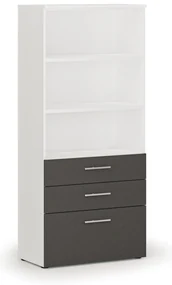 Kancelárska skriňa s kombinovanými zásuvkami PRIMO WHITE, 800 x 420 x 1781 mm, biela/grafit