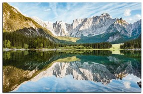 Obraz na plátne - Alpské štíty odrážajúce sa v pokojnom jazere 1157A (60x40 cm)