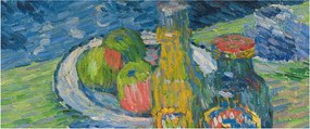 Obraz - Alexej von Jawlensky, Still Life with Bottles and Fruit, reprodukcia (120x50 cm)