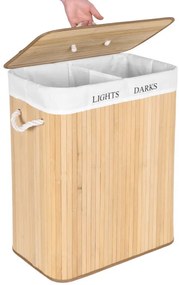 Kôš na bielizeň 2 priehradkový, bambusový