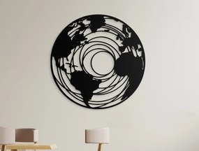 drevko Okrúhla mapa sveta na stenu Rozmer obrazu: 44,5 x 44,5 cm, Farba dekorácie: Čierna
