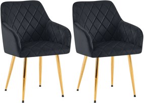 Set 2 jedálenských stoličiek Monett G - zamat, zlatý rám - čierna