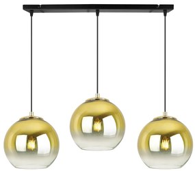 Závesné svietidlo Bergen Gold, 3x zlaté/transparentné sklenené tienidlo (fi 15cm)