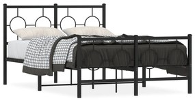Kovový rám postele s čelom a podnožkou čierny 120x190 cm 376241