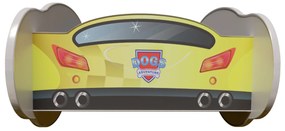 TOP BEDS Detská auto posteľ Racing Car Hero - Dogs Adventure žltá 160cm x 80cm