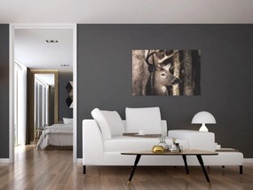 Obraz - Jeleň v lese (90x60 cm)
