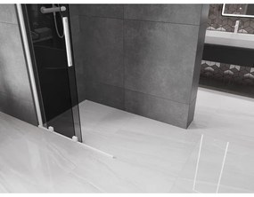 Mexen Velar, sprchová zástena s posuvnými dverami Walk-in 90 x 200 cm, 8mm šedé sklo, biela matná, 871-090-000-43-20