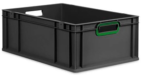 Sada 4 kusov - Eurobox Next Gen 2.0 Cycle - Stohovateľný kontajner s otvorenými rukoväťami - Zelený - 600 x 400 x 220 mm - Antracit