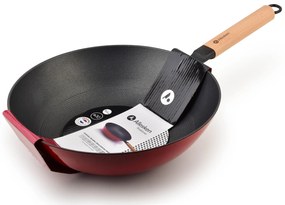 Litinová wok pánev RODE 30 cm červená