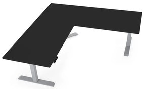 Výškovo nastaviteľný stôl OfficeTech Angle, 180 x 200 cm, sivá podnož, čierna