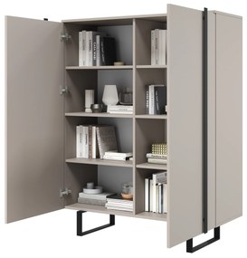 Vysoká komoda Verica 120 cm s dvoma dverami - kašmír / čierne nohy
