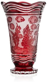 Bohemia Crystal Ručne brúsená váza Ocean Rubín 305mm