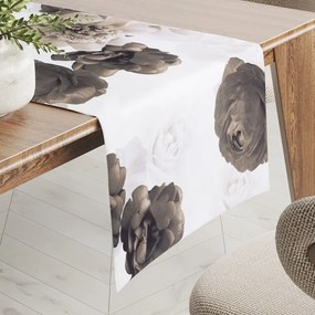 Biante Dekoračný behúň na stôl PM-016 Veľké hnedé kvety 45x140 cm