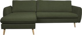 Rohová sedačka Salma, tmavo zelená látka, univerzálna pravá/ľavá