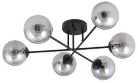 Luster na tyči ROMA 6xE14/10W/230V čierna/dymová