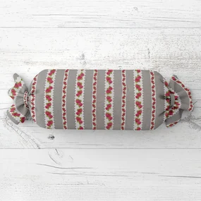 Biante Vankúš valec bonbon Sandra SA-419 Ružičky na sivom bodkovanom 15x40 cm