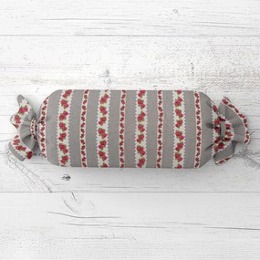 Biante Vankúš valec bonbon Sandra SA-419 Ružičky na sivom bodkovanom 15x40 cm