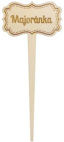 AMADEA Drevený zápich - ceduľka na bylinky Majorán, výška 20 cm, český výrobok