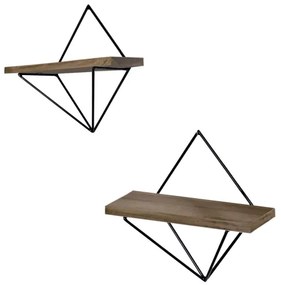 SADA 2x Nástenná polica smrek hnedá