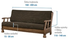 Super strečové poťahy NIAGARA tabaková trojkreslo s drevenými rúčkami (š. 160 - 200 cm)