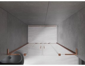 Mexen Velar L Duo, posuvné sprchové dvere do otvoru 160 cm, 8mm číre sklo, ružové zlato, 871-160-003-02-60