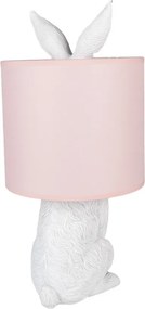 Biela stolná lampa králik s ružovým tienidlom Rabbi - Ø 20*43 cm E27/max 1*60W